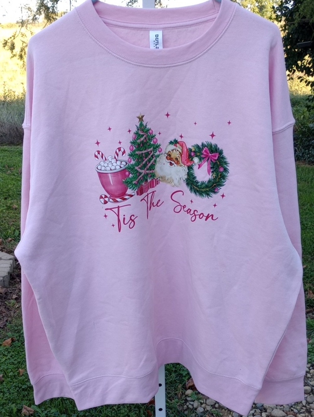 Gildan Pink Christmas 'Tis The Season' Sweatshirt XL NWOT